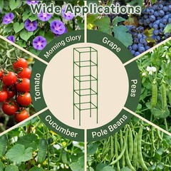 Halatool 2 Pack 72″ Tall Square Tomato Cages – Heavy Duty Metal Plant Cage for I