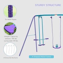 Children’s Playground Set Adjustable Ropes with Metal Frame for Stability