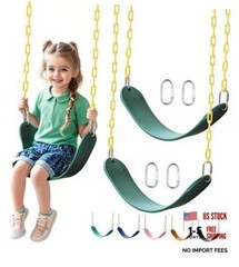 Heavy Duty Swing Seats with 66″ Rust-Resistant Chains, Swing Set 2 Pack Green