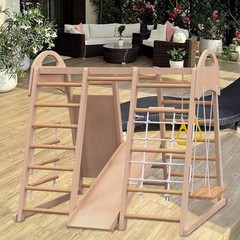 7 in 1 Toddler Slide Wooden Indoor Playground Kids Slide Toddler Jungle Playset