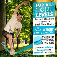 Complete Ninja Slackline Kit – 60ft Slack Line for Backyard for & Adults – Wi…
