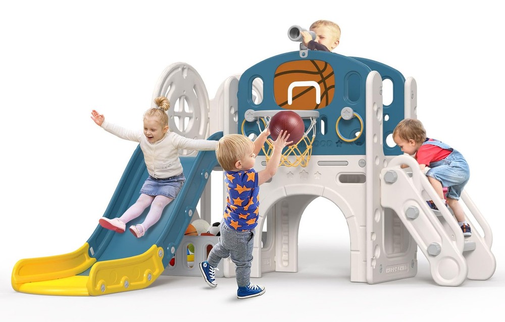9 in 1 Toddler Slide, Kid Slide for Toddlers Age 1-3 with Ring Toss, Basketba…