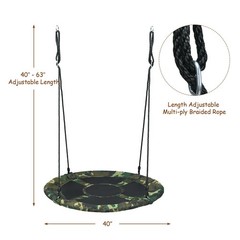 40 In Flying Saucer Tree Swing Outdoor Play Set Adjustable Ropes Gift For Kids