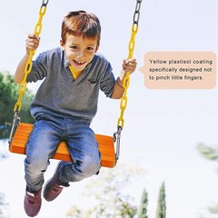 SELEWARE Hanging Wooden Swing, 17.5″ x 8.2″ Swing Seat with Chain and 2 Carab…