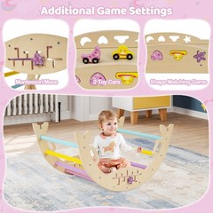 Triangle Set, Wooden Montessori Climbing Set w/Arch Ramp Climbing Rope & Ladder
