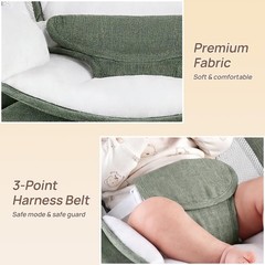 Baby Swing with Remote Control – 5 Natural Motion Speeds, Detachable Seat Pad…