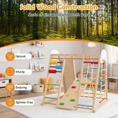 Indoor Jungle Gym for Kids 8-in-1 Montessori Climber Playset w/Swing Monkey Bars