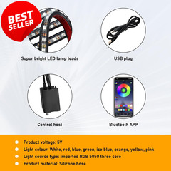 Car LED Interior Lights RGB 48 LED App Control Sound Active USB Kit – US