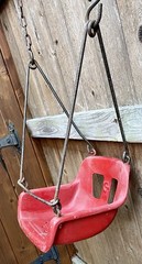 Vintage Early 1900’s Red Metal Gametime Swing Seat w/ Original Chains and Hooks