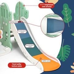 7-in-1 Cactus Design Toddler Slide & Swing Set for Indoor/Outdoor Play, Age 1-3