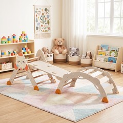 8-in-1 Climbing Toys for Toddlers with Triangle Ladder, Convertible Ramp, Indoor
