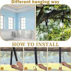 2 Pcs Wood Swing Seat Carbonized Hanging Wood Tree Swing W/ Adjustable Rope