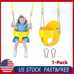 1-Pack Toddler Swing High Back Full Bucket Seat Baby Outdoor Swing Yellow 330lb