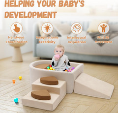 Foam Climbing Blocks with Ball Pit for Toddlers, 6-Piece Soft Play Set Toddler C