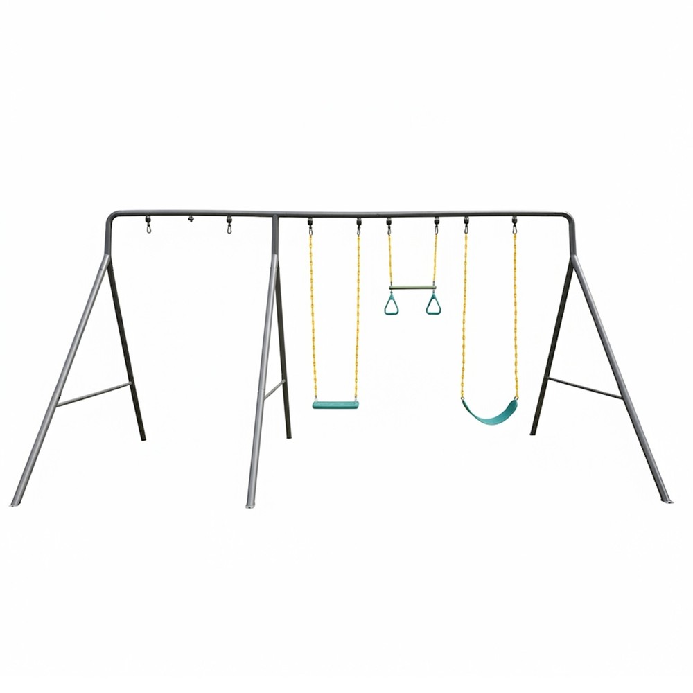 gobaplay Single Swing Set with 8′ Frame Extension, Swings, and 40″ Round Saucer