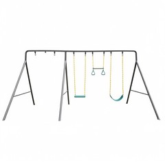 gobaplay Single Swing Set with 8′ Frame Extension, Swings, and 40″ Round Saucer