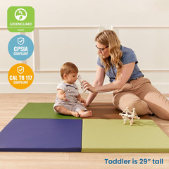 Softzone Play Patch Activity Mat and Toy Bins, Beginner Playset, Earthtone, 6-Pi