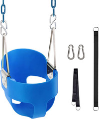 Toddler Swing, Full Bucket Baby Swing Seat & Iron Chains (Blue) | Baby Swing Out