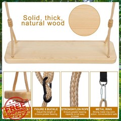 Hollowfly Vivid Style Wood Tree Swing Adjustable Rope