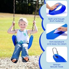 Swing Seat Replacement, Soft EVA Swing Seat with 2 PCS Locking Buckles, Blue