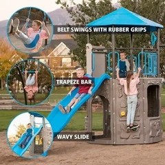 Lifetime 91208 Adventure Tower Playset Kids Outdoor Playground Slide Swingset