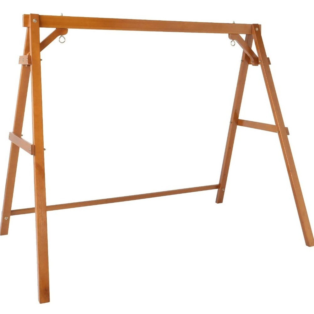 VINGLI Heavy Duty 660 LBS Wooden Porch Swing Bench A-Frame – Brown