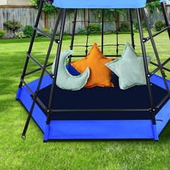 Dome Climber Jungle Gym with Platform & Tent Kids Outdoor Monkey Bars Playset