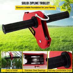 Zip Line Trolley 160 Ft. Warrior Obstacle Course with Seat, Brake and Steel Trol