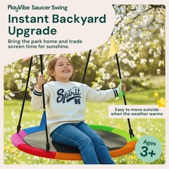 40″ Saucer Swing for Kids Outdoor – Gifts for Indoor Playroom & Birthday – Tr…