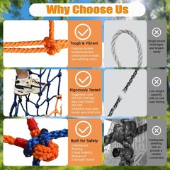 Multi-Colored Climbing Net for Kids – 500 LBS Capacity, Tree House, Wall, Rope B