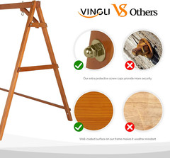 Sturdy 660 LBS Wooden Swing Frame with Extra Support for Indoor & Outdoor Use