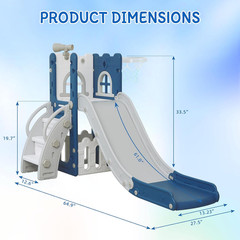 6 in 1 Toddler Slide,Kids Climber Slider for Indoor Outdoor Playground with Bask
