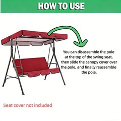 Swing Canopy Cover, Waterproof Sun Shade Porch Swing Canopy Top for 2-3 Seate…