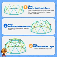 Zupapa 10FT Climbing Dome,Kids Jungle Gym,1000LBS Easy Assemble Outdoor Playset