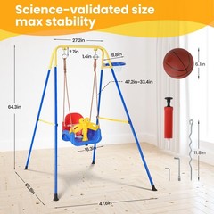 Toddler Swing with Stand Heavy-Duty Indoor/Outdoor Swing Set with Safety Belt