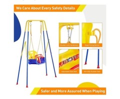 FUNLIO 3-in-1 Toddler Swing Set with 4 Sandbags, Indoor/Outdoor Baby Swing wi…