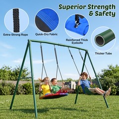 440lbs Heavy Duty Swing Set for Backyard with Frame & 2 Swings Kids Outdoor Play