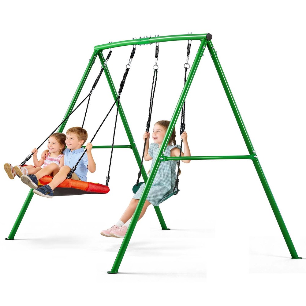 VEVOR Swing Set for Backyard Swingset Outdoor for Kids 2 Seats A-Frame Stand