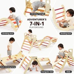 Pikler Triangle Set, Toddler Wooden Climbing Toys Essential Farm Charm Autumn