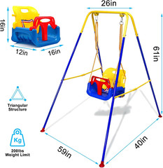 TALECO Gear Toddler Swing, 3-In-1 Swing Sets for Backyard, Baby Swing Outdoor/In