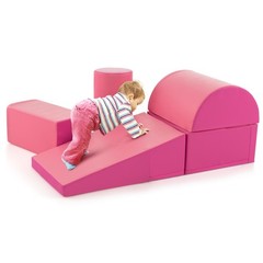 5-Piece Kids Climb Crawl Activity Playset Pink Indoor Foam Blocks Soft Play Fun