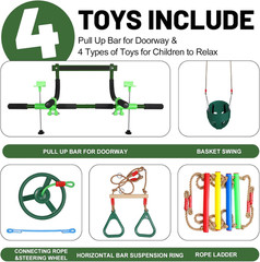 Indoor Doorway Swing & Pull-Up Bar – Fun Family Fitness (Dark Green)