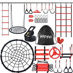Ninja Line Obstacle Course, 50ft Ninja Slackline with Swing, Monkey Bar, Ladder