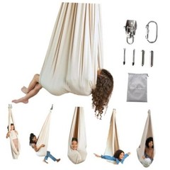 Kids Sensory Swing Indoor & Outdoor with Heavy Duty 360° Swivel Aspen (Beige)