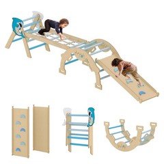 Indoor Toddler Activity Equipment 4-in-1 Wooden Climbing Frame Triangle Set, Sta