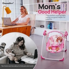 Baby Swings for Infants, Powered by Power Cord (Included) and Batteries for I…