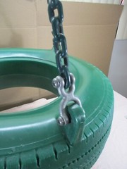 LARGE Green Plastic Tire Swing Swing Set Seat with Coated Chain