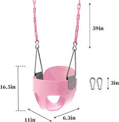 59 High Back Full Bucket Toddler Swing Seat with Heavy Duty Plastic Coated Chain