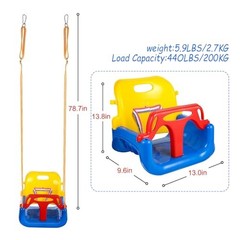 3-in-1 Convertible Kids Swing Seat with Detachable High-Back Support, Navy