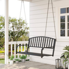 50 In.Seats 2-People Steel Patio Swing with Sturdy Chains, for Backyard, Deck, 5